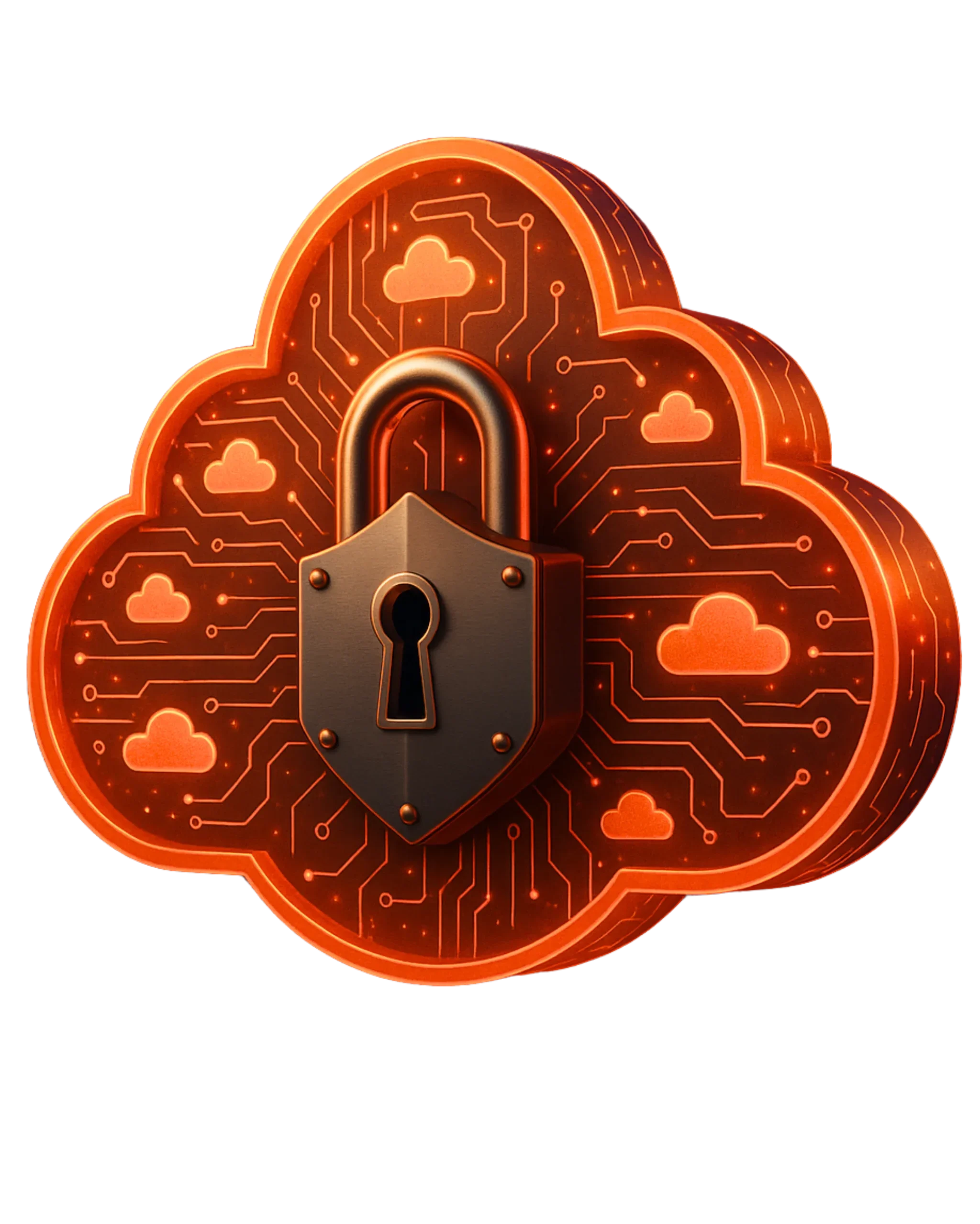 Ilustración de una nube de datos protegida con un candado